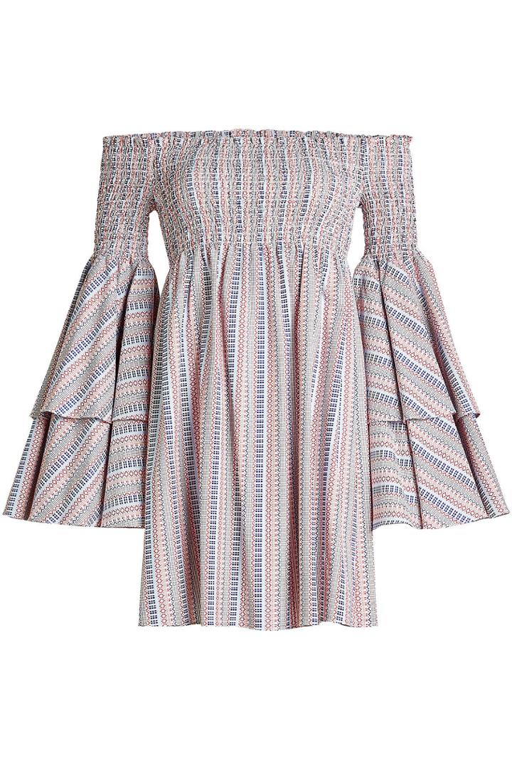 Caroline Constas Caroline Constas Printed Cotton Dress With Statement Sleeves