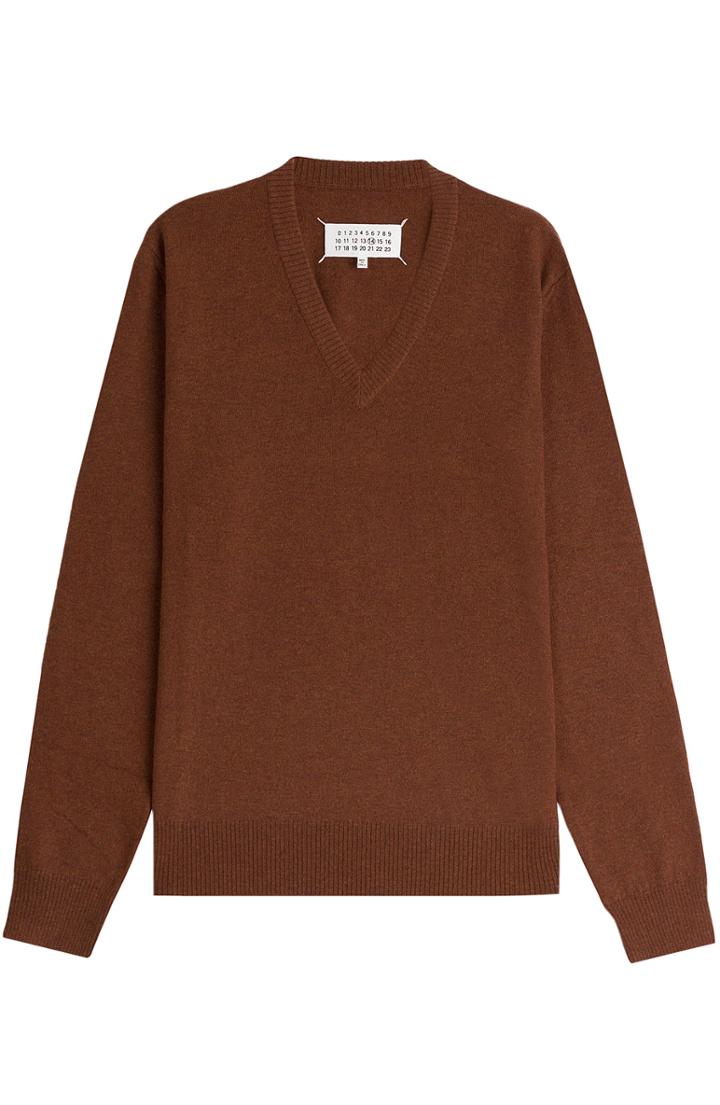 Maison Margiela Wool Pullover With Leather Elbow Patches