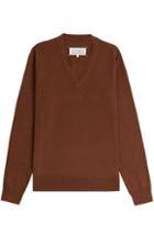 Maison Margiela Wool Pullover With Leather Elbow Patches