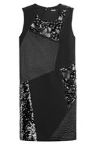 Dkny Dkny Patchwork Dress With Sequins And Bead Embellishment - Black