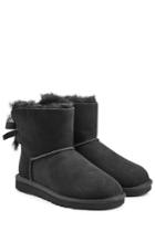 Ugg Australia Ugg Australia Sheepskin Bailey Mini Knit Bow Boots - Black