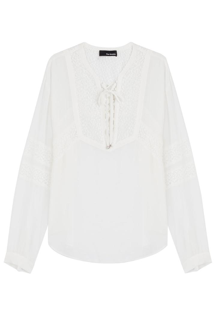 The Kooples The Kooples Peasant Blouse With Lace Inlay - White