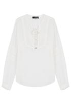 The Kooples The Kooples Peasant Blouse With Lace Inlay - White