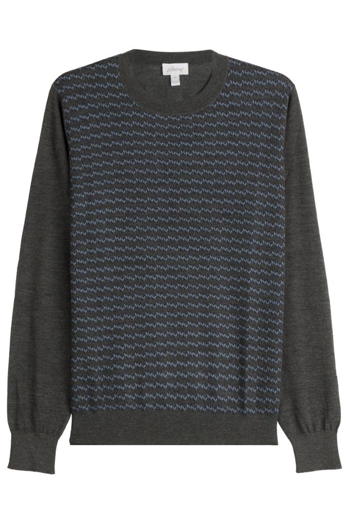 Brioni Brioni Printed Turtleneck Pullover With Cashmere And Silk