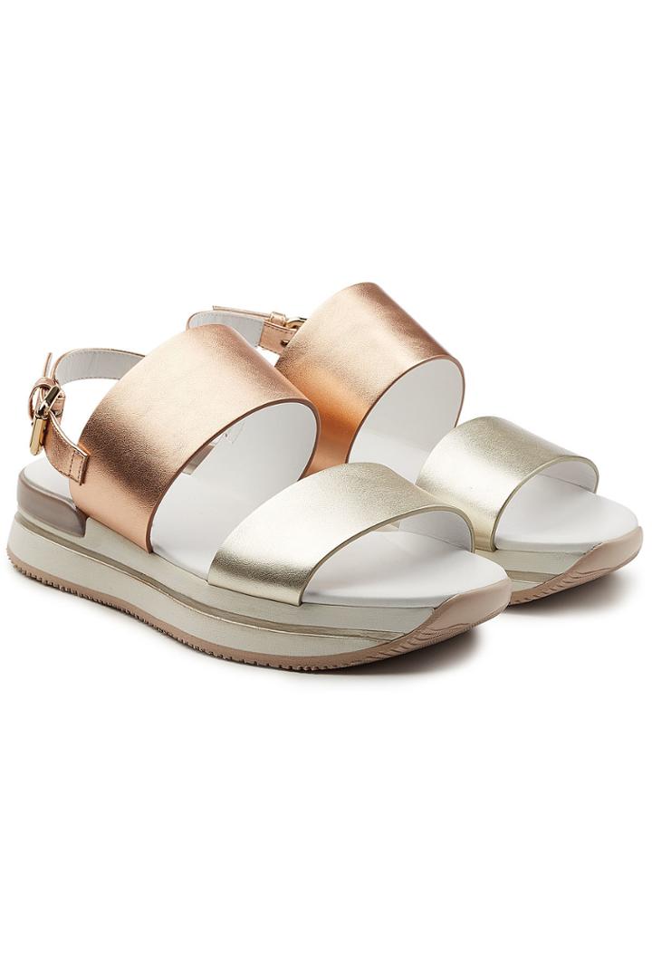 Hogan Hogan Metallic Leather Platform Sandals