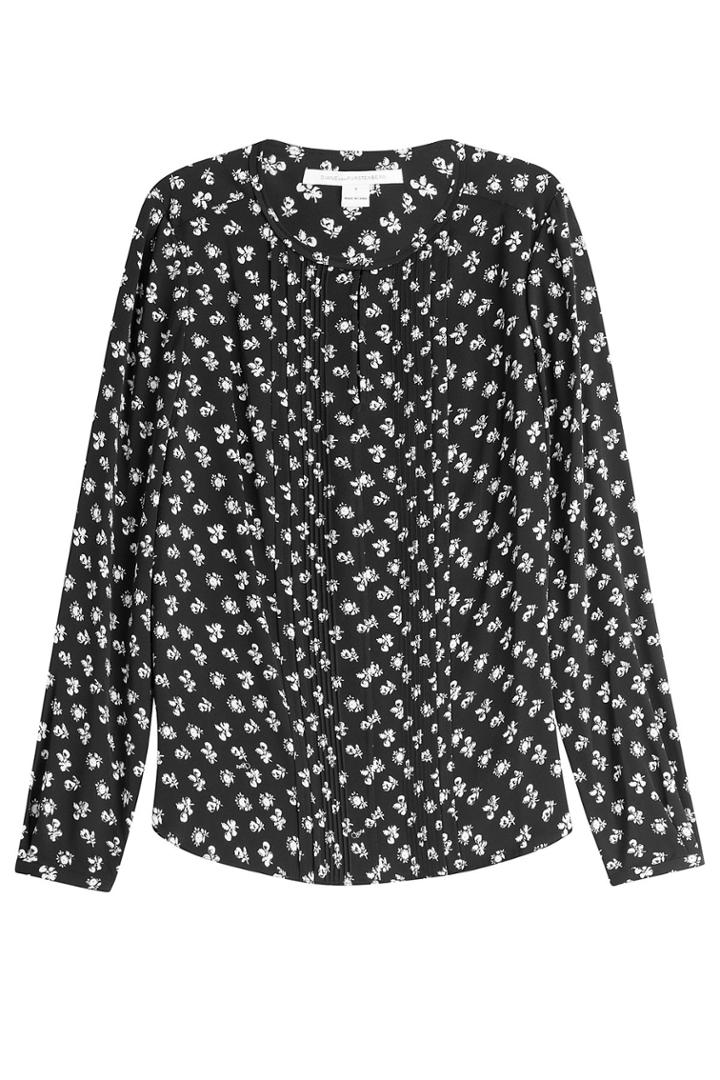 Diane Von Furstenberg Diane Von Furstenberg Printed Silk Blouse - Black