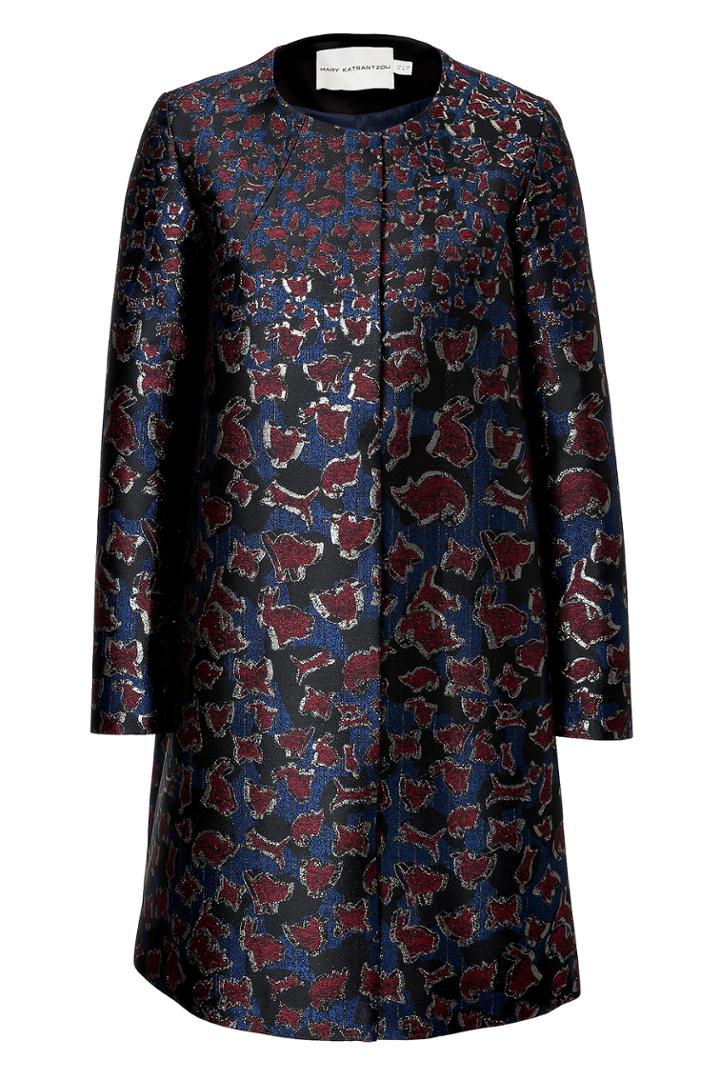 Mary Katrantzou Mary Katrantzou Silk Blend Jacquard A-line Coat - Multicolor