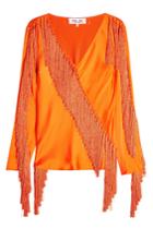 Diane Von Furstenberg Diane Von Furstenberg Satin Blouse With Fringe