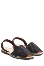 Del Rio London Del Rio London Embossed Leather And Suede Sandals - Black