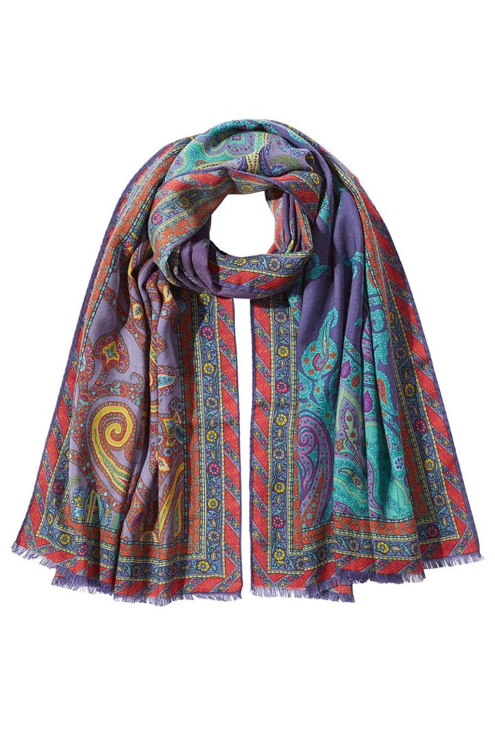 Etro Etro Cashmere Printed Scarf With Silk - Blue
