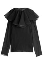 Nina Ricci Nina Ricci Silk Crepe Blouse With Ruffled Collar - Black
