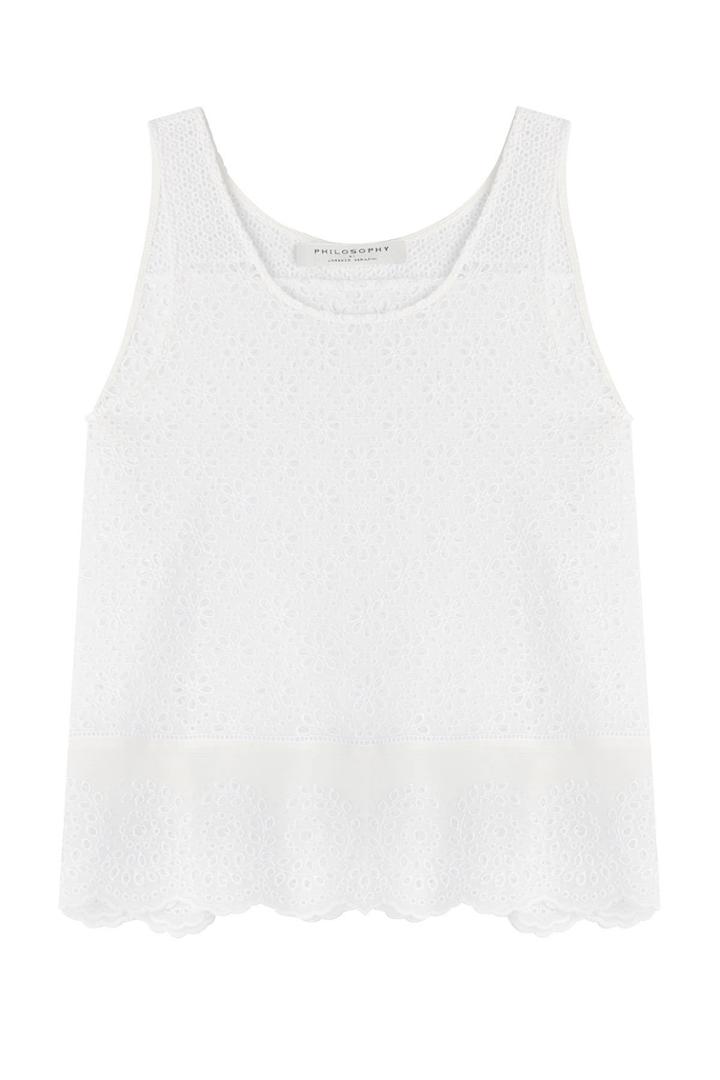 Philosophy Di Lorenzo Serafini Philosophy Di Lorenzo Serafini Sheer Eyelet Patchwork Tank Top - None