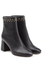 Red Valentino Red Valentino Textured Leather Ankle Boots - Black