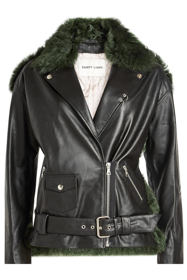 Sandy Liang Sandy Liang Leather Jacket With Shearling