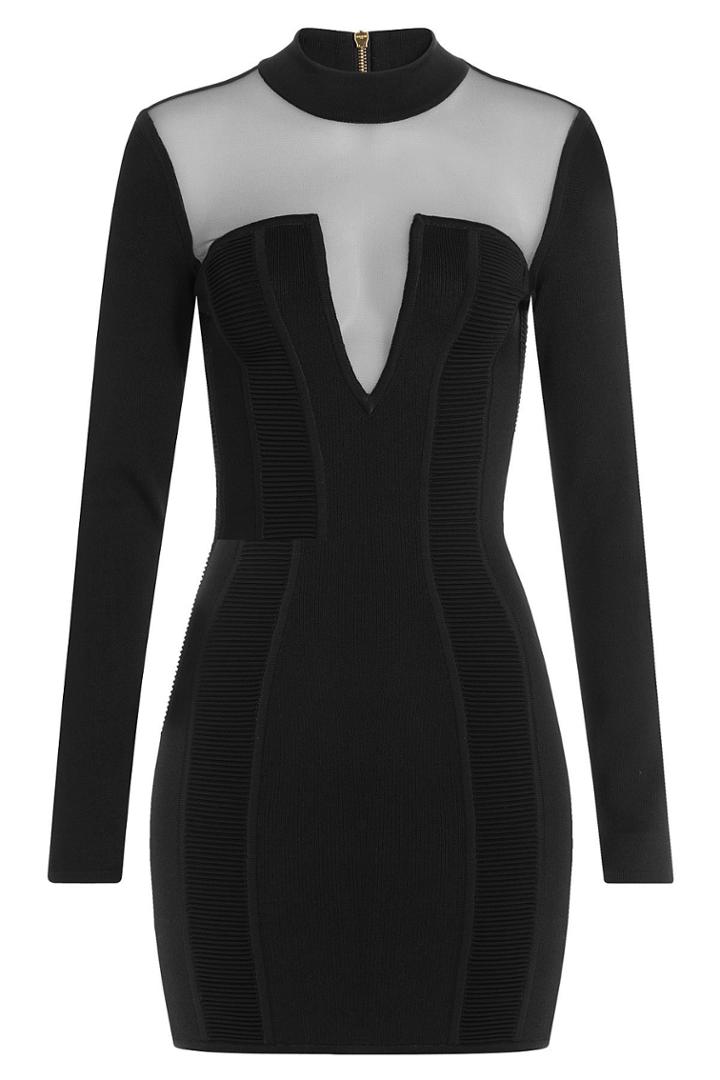 Balmain Balmain Dress With Sheer Inserts - Black