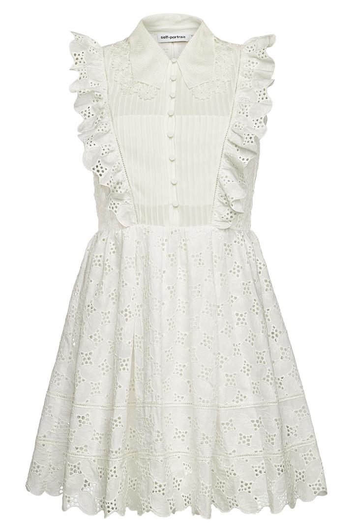 Self-portrait Self-portrait Broderie Anglaise Mini Dress With Cotton
