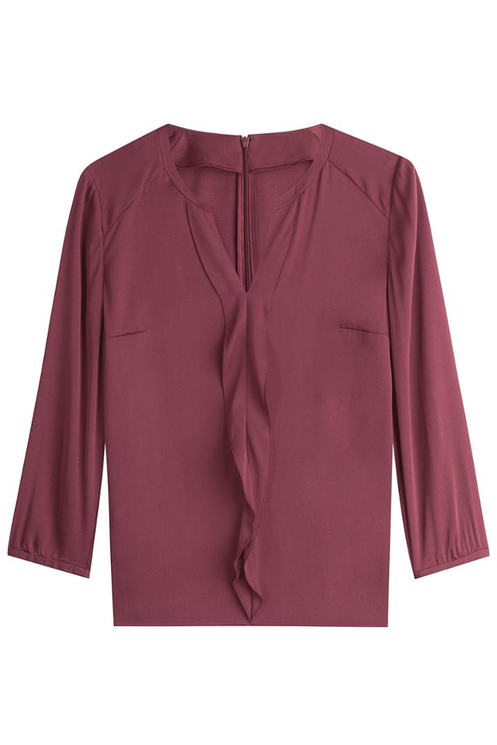 Hugo Hugo Silk Blouse With Ruffle - Purple