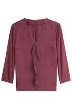 Hugo Hugo Silk Blouse With Ruffle - Purple
