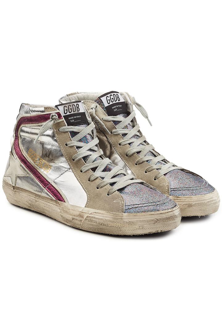 Golden Goose Deluxe Brand Golden Goose Deluxe Brand Slide Suede And Metallic Leather Sneakers