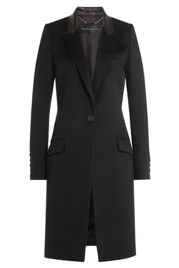 Barbara Bui Barbara Bui Wool Coat With Leather Collar - Black