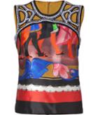 Peter Pilotto Multicolored Embroidered Silk Sleeveless Juliana Top