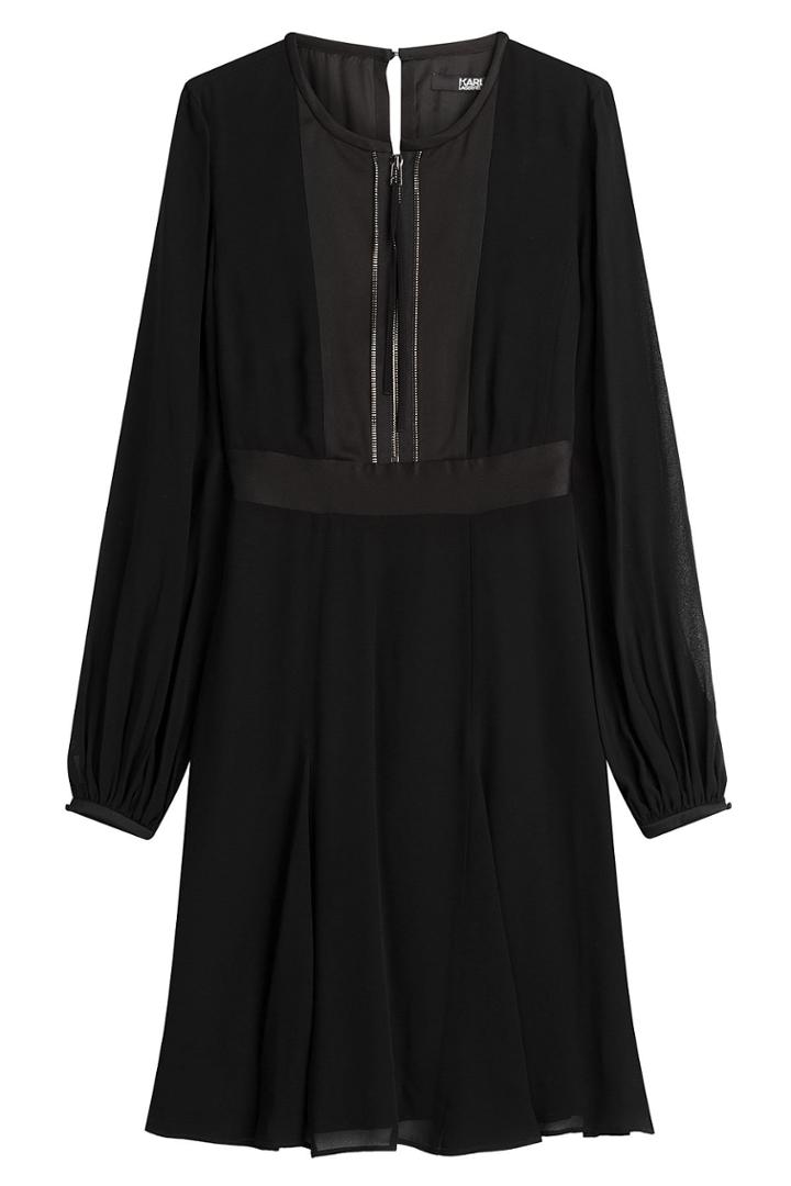 Karl Lagerfeld Karl Lagerfeld Chiffon Dress With Zipped Front - Black