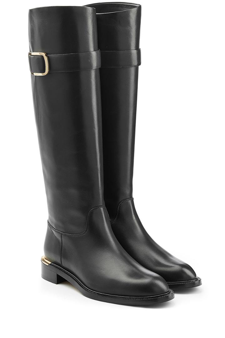 Salvatore Ferragamo Salvatore Ferragamo Leather Knee Boots - Black