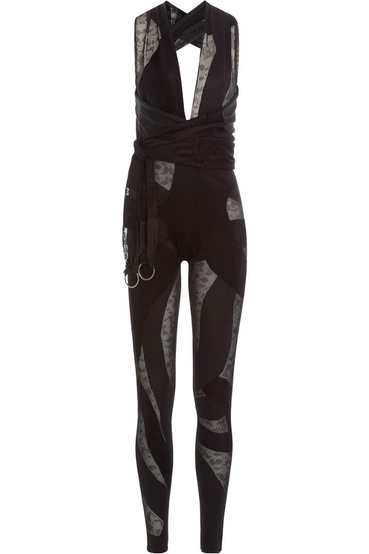 Roberto Cavalli Roberto Cavalli Jumpsuit With Sheer Inserts - Black
