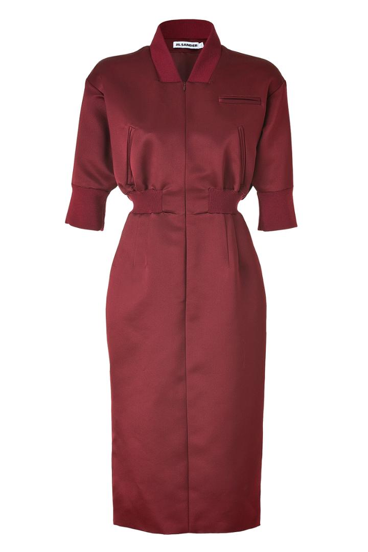 Jil Sander Jil Sander Cardinal Satin Silk Promise Shirtdress - Red