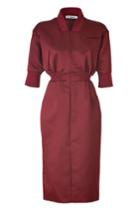 Jil Sander Jil Sander Cardinal Satin Silk Promise Shirtdress - Red