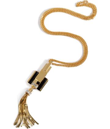 Emilio Pucci Necklace With Tassel Pendant In Gold/jet Black