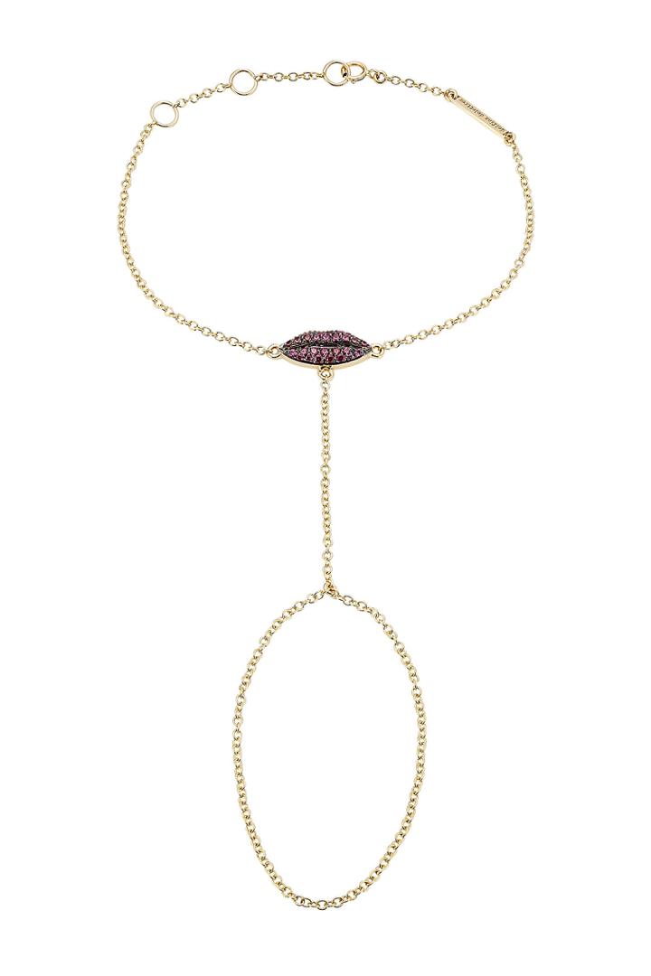 Delfina Delettrez Delfina Delettrez 18kt Gold Bracelet And Ring Chain With Rubies