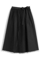 R.e.d. Valentino R.e.d. Valentino Mid-length Skirt With Dotted Tulle Overlay - Black