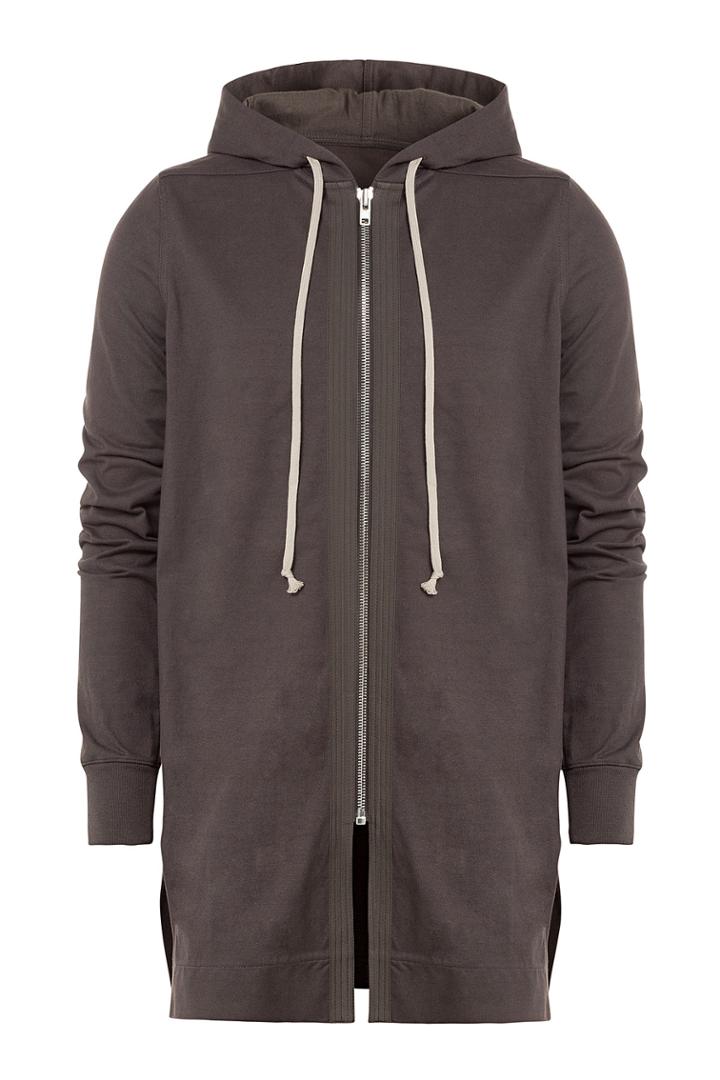Rick Owens Men Rick Owens Men Zipped Cotton Hoodie - Brown