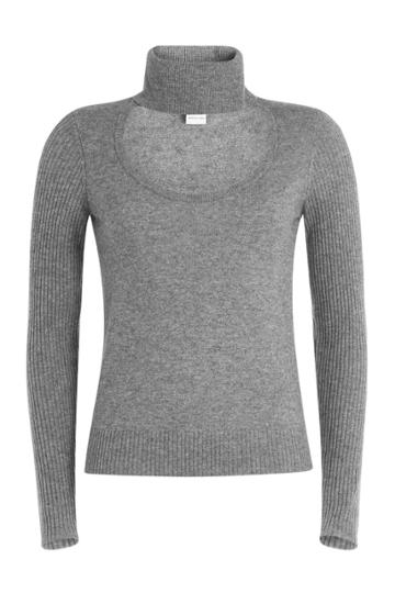 Diane Von Furstenberg Diane Von Furstenberg Wool-cashmere Turtleneck With Cutout - Grey