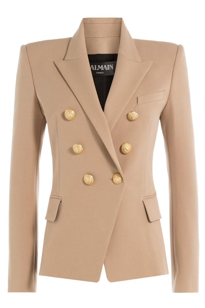 Balmain Balmain Cotton Blend Blazer With Embossed Buttons - Beige