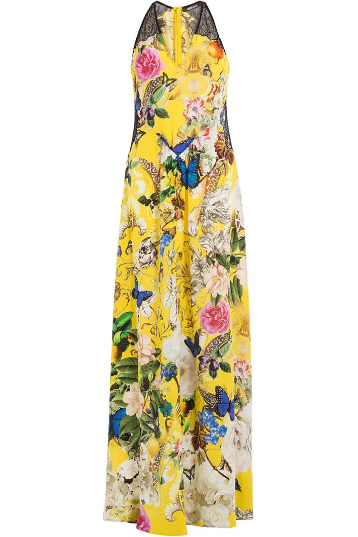 Roberto Cavalli Roberto Cavalli Printed Silk Maxi Dress - Yellow