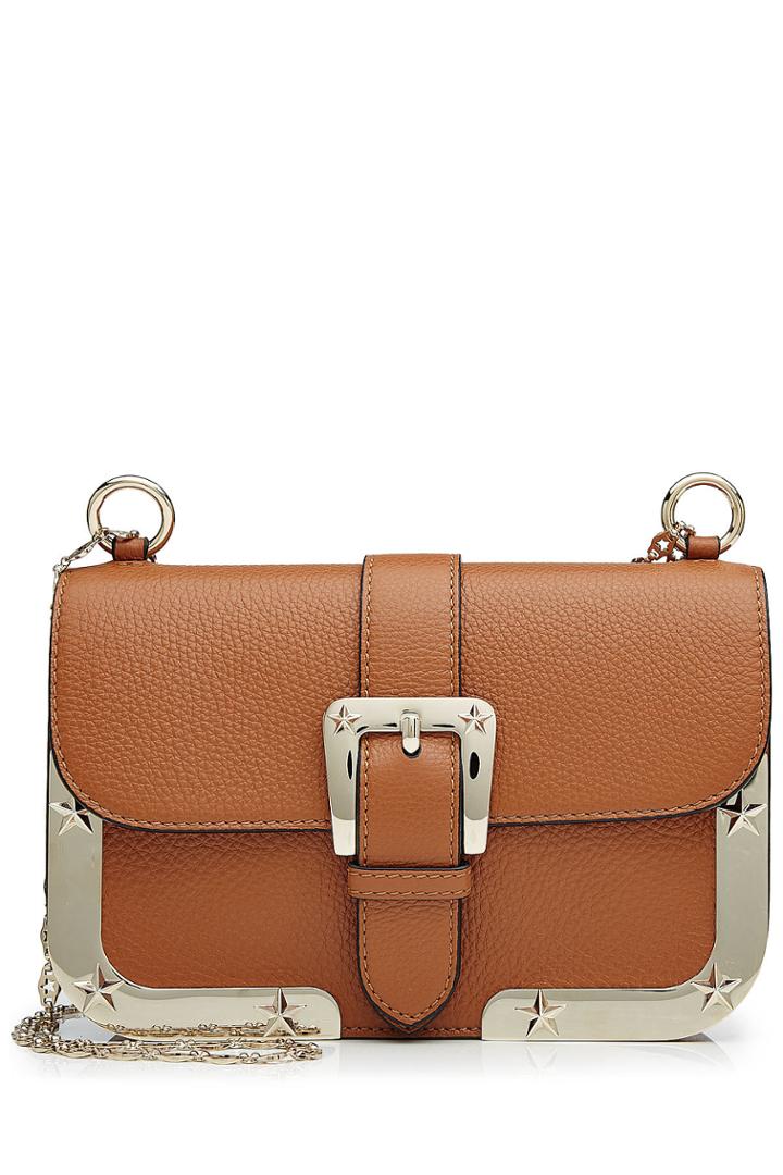 R.e.d. Valentino R.e.d. Valentino Leather Shoulder Bag With Gold-tone Frame - Brown
