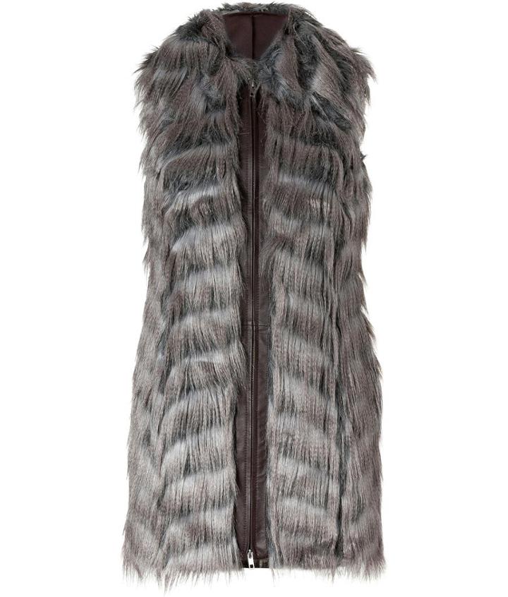 Rachel Zoe Taupe Grey Vintage Faux Fur Marianne Vest