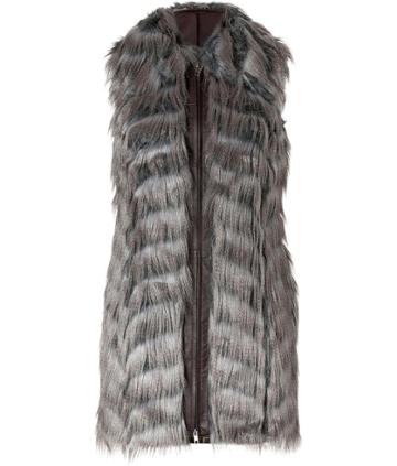 Rachel Zoe Taupe Grey Vintage Faux Fur Marianne Vest