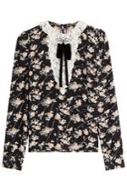 The Kooples The Kooples Printed Silk Blouse With Lace - Multicolored