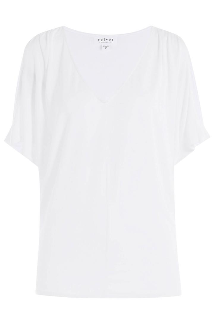 Velvet Velvet Draped Modal Top With Cut-out Shoulders - White
