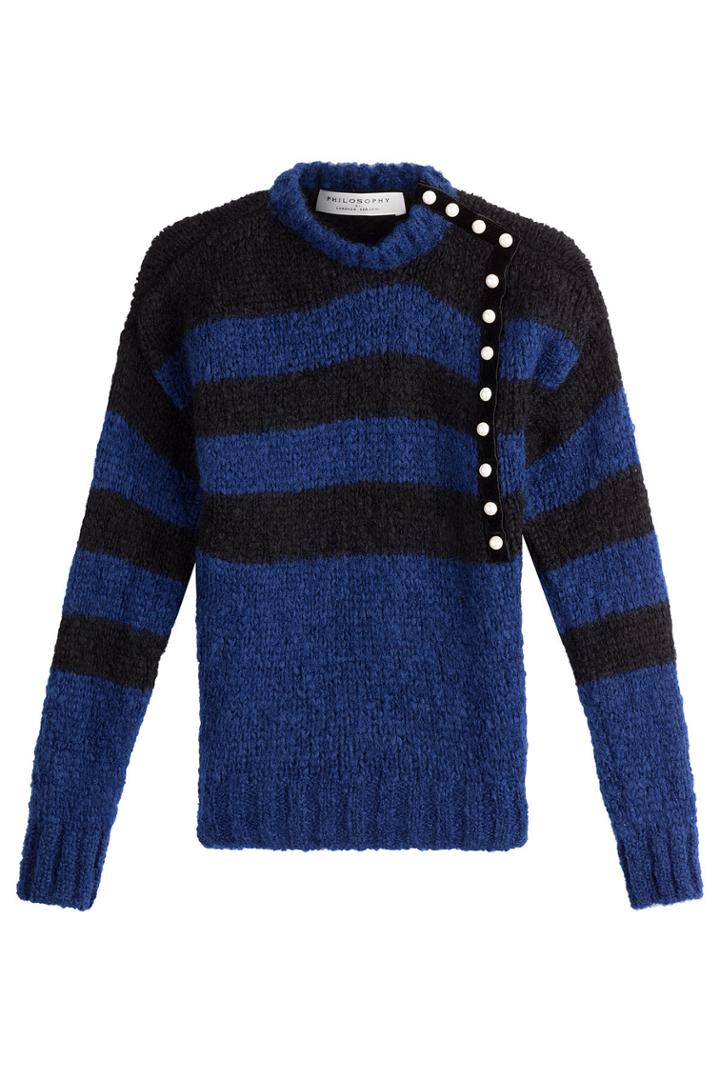 Philosophy Di Lorenzo Serafini Philosophy Di Lorenzo Serafini Striped Pullover With Mohair - Blue