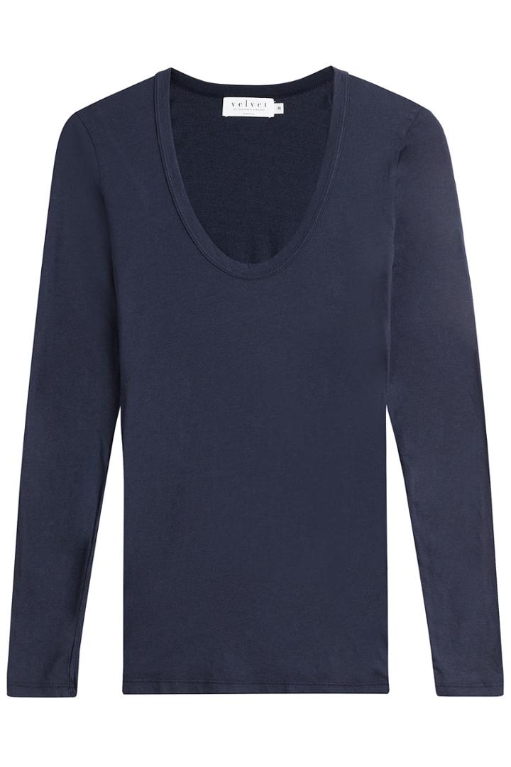 Velvet Velvet Cotton Top With Scooped Neckline - None