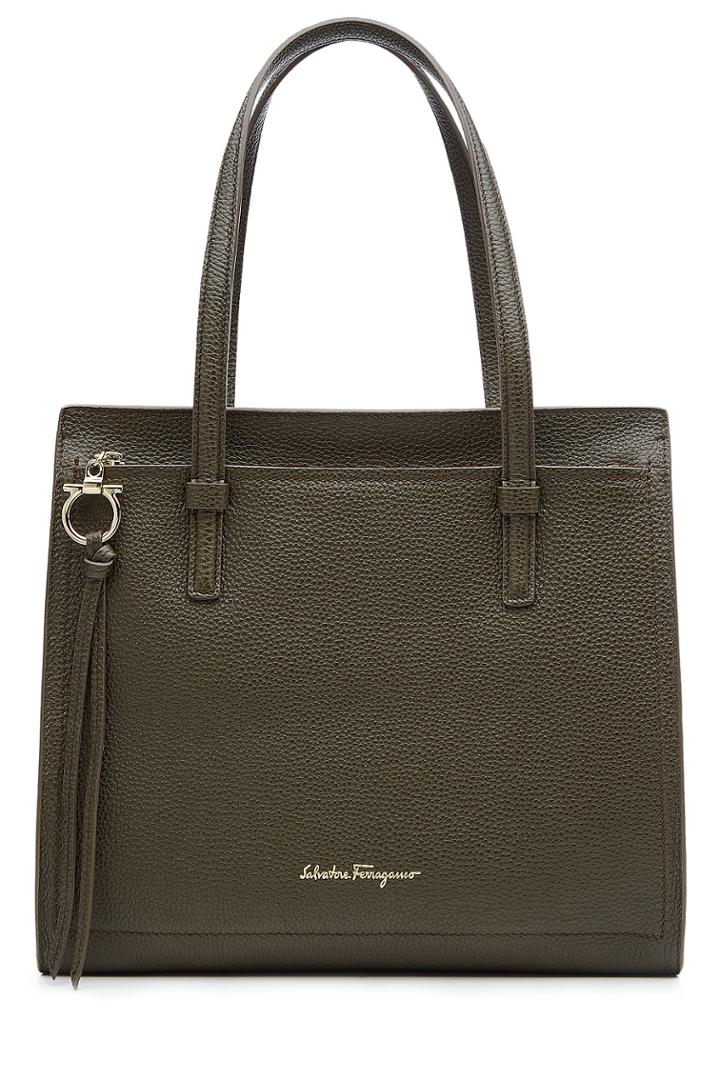 Salvatore Ferragamo Salvatore Ferragamo Amy Leather Tote - Green