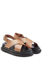 Marni Marni Crisscross Leather Sandals - Brown