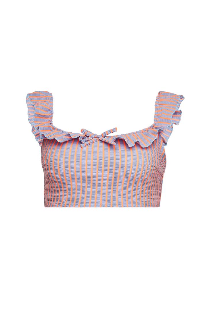 Solid & Striped Solid & Striped The Paloma Striped Bikini Top With Ruffles