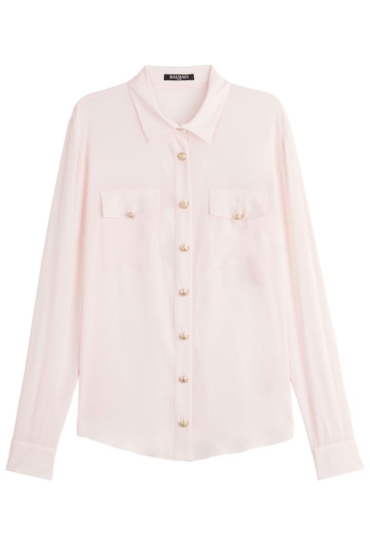 Balmain Balmain Silk Blouse With Embossed Buttons - Rose