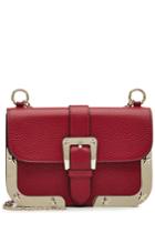 R.e.d. Valentino R.e.d. Valentino Leather Shoulder Bag With Gold-tone Frame - Red