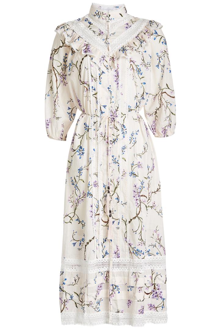 Zimmermann Zimmermann Printed Cotton Dress With Lace